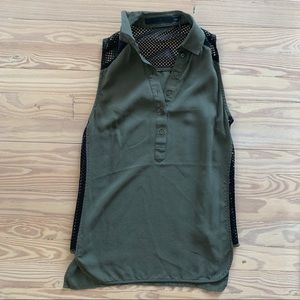 LAMB olive green button down top size XS